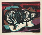 33 Bume im Winter <br> Farbholzschnitt, Handdruck, signiert, datiert,
numeriert, bezeichnet, Roters H 53, 440 x 550 mm  1951