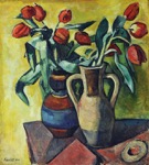 95. l auf Leinen, signiert, datiert, bezeichnet, Werk-Nr. 121, 600 x 542 mm  1920<br><br><center><b><a href="https://www.nierendorf.com/deutsch/kontakt.htm" target="_blank">Kontaktformular</a></b></center>